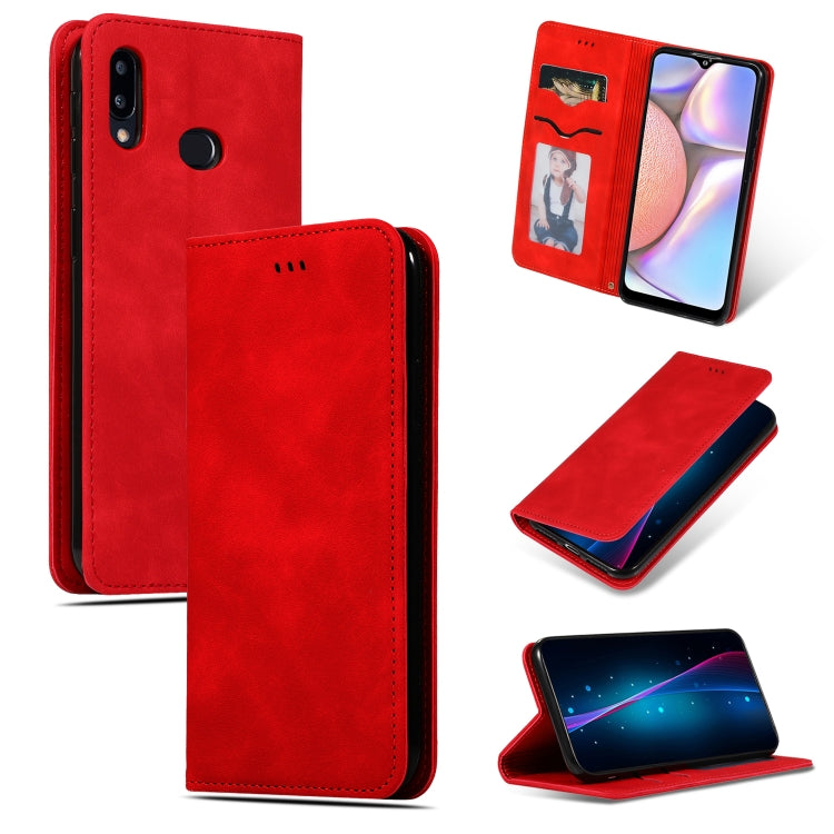 Custodia in pelle a vibrazione orizzontale magnetica per affari Retro Skin Feel, For Galaxy A10S, For Galaxy A20S