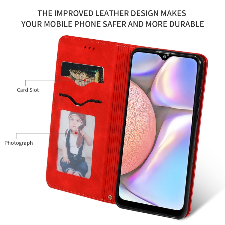 Custodia in pelle a vibrazione orizzontale magnetica per affari Retro Skin Feel, For Galaxy A10S, For Galaxy A20S