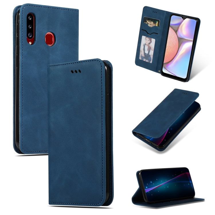 Custodia in pelle a vibrazione orizzontale magnetica per affari Retro Skin Feel, For Galaxy A10S, For Galaxy A20S