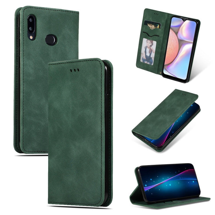 Custodia in pelle a vibrazione orizzontale magnetica per affari Retro Skin Feel, For Galaxy A10S, For Galaxy A20S