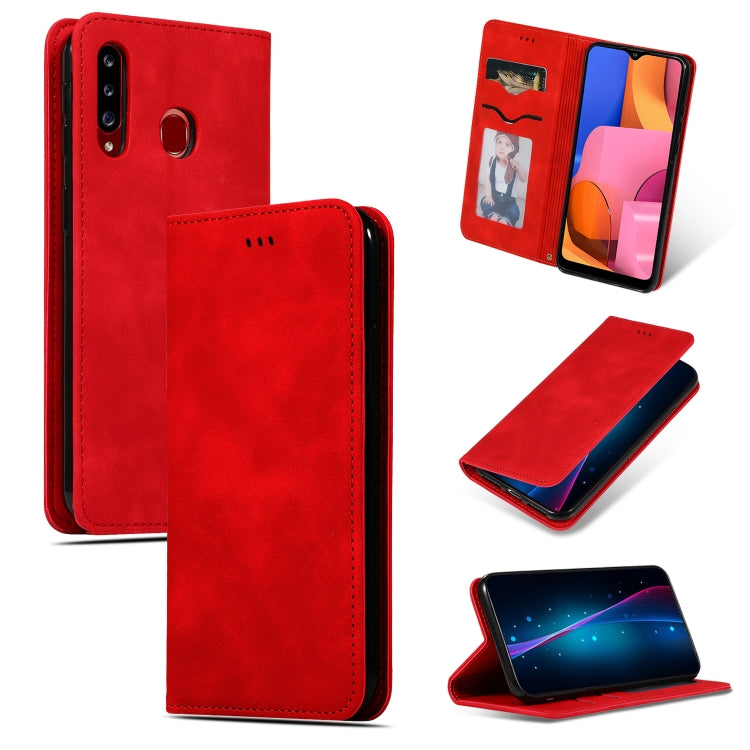 Custodia in pelle a vibrazione orizzontale magnetica per affari Retro Skin Feel, For Galaxy A10S, For Galaxy A20S
