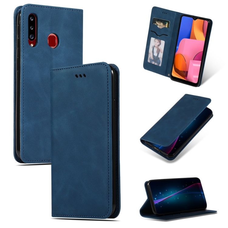 Custodia in pelle a vibrazione orizzontale magnetica per affari Retro Skin Feel, For Galaxy A10S, For Galaxy A20S