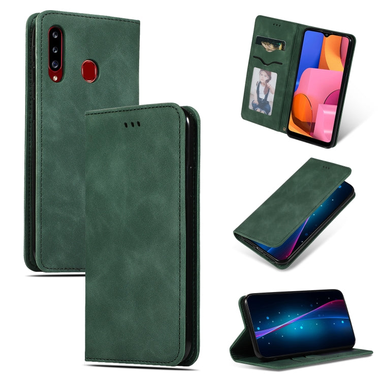 Custodia in pelle a vibrazione orizzontale magnetica per affari Retro Skin Feel, For Galaxy A10S, For Galaxy A20S