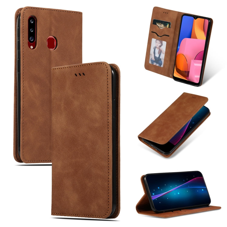 Custodia in pelle a vibrazione orizzontale magnetica per affari Retro Skin Feel, For Galaxy A10S, For Galaxy A20S