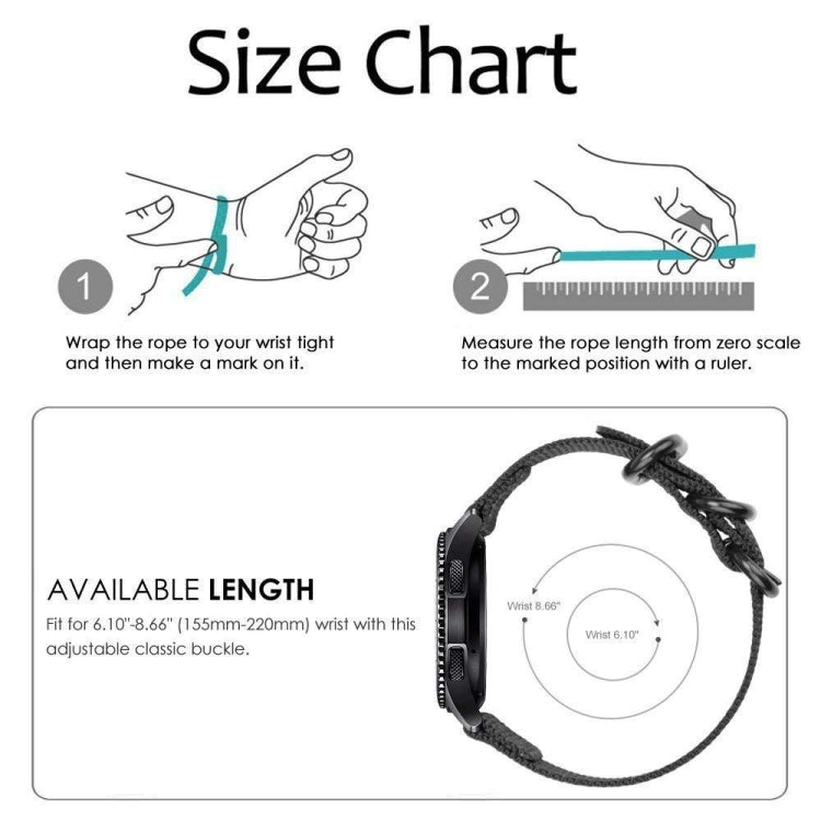 Per cinturino a tre anelli in nylon Samsung Galaxy Watch Active 22mm / S3, For Samsung Galaxy Watch Active 2 22mm / Gear S3