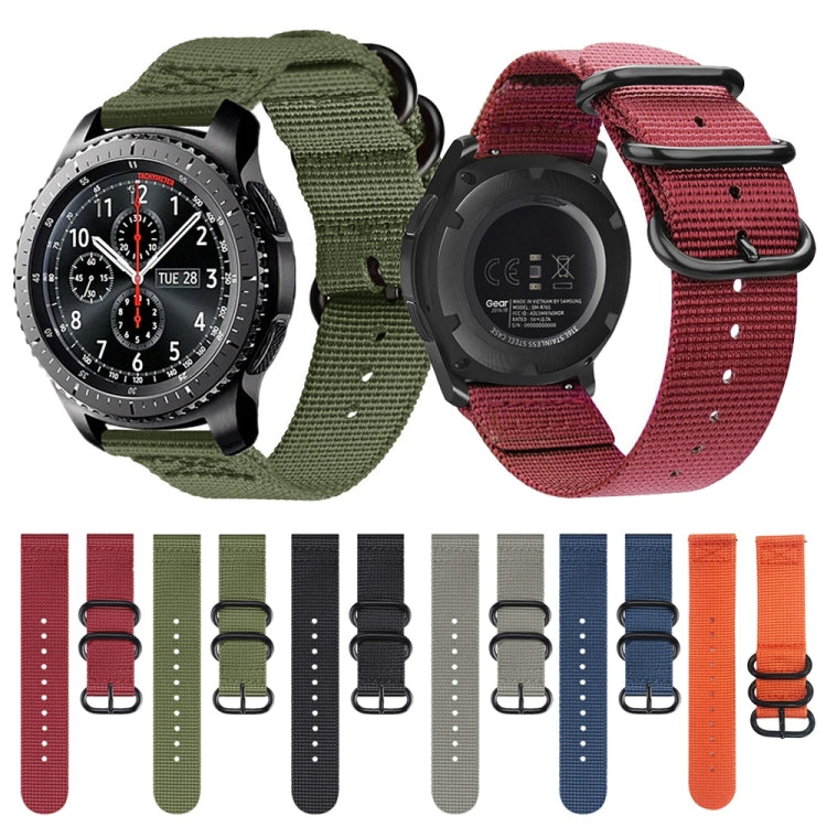 Per cinturino a tre anelli in nylon Samsung Galaxy Watch Active 22mm / S3, For Samsung Galaxy Watch Active 2 22mm / Gear S3