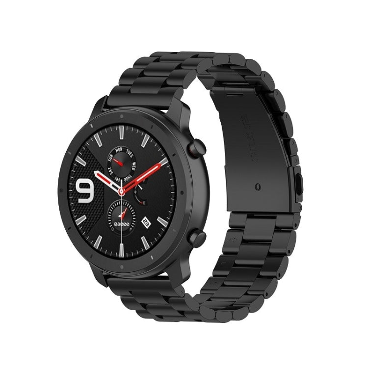 Adatto per Samsung Gear S2 Sport / Galaxy Watch Active 2 Cinturino universale in acciaio inossidabile da 20 mm con fibbia a farfalla Tre perline, black, Silver, gold, rose gold