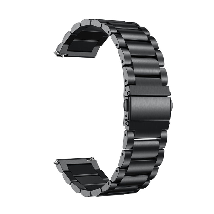 Adatto per Samsung Gear S2 Sport / Galaxy Watch Active 2 Cinturino universale in acciaio inossidabile da 20 mm con fibbia a farfalla Tre perline, black, Silver, gold, rose gold