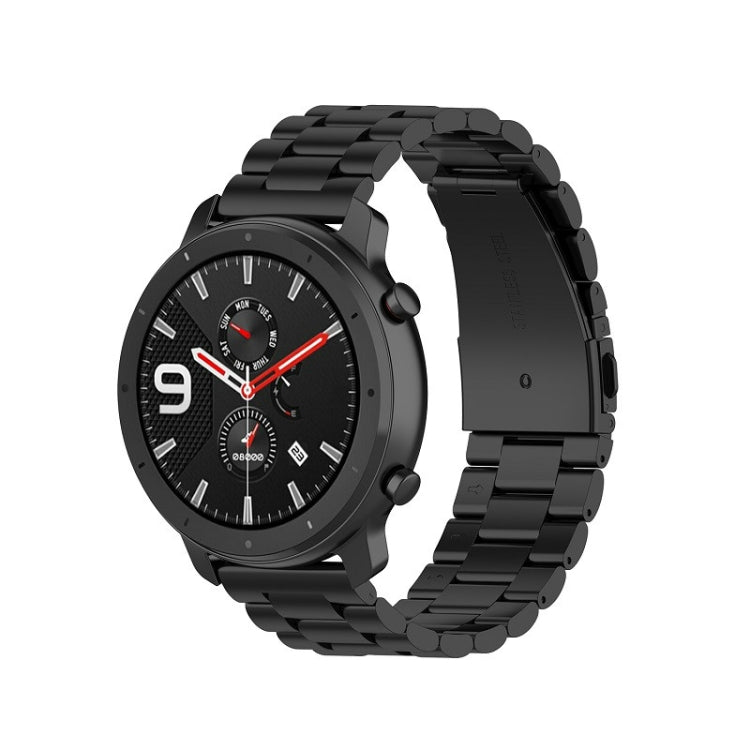 Applicabile a Ticwatch Generation / Moto 360 Second Generation 460 / Samsung Gear S3 / Huawei GT Universal 22mm Acciaio inossidabile Cinturino in metallo Fibbia a farfalla Tre perline, black, gold, rose gold, Silver
