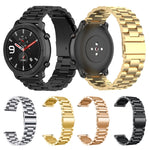 Applicabile a Ticwatch Generation / Moto 360 Second Generation 460 / Samsung Gear S3 / Huawei GT Universal 22mm Acciaio inossidabile Cinturino in metallo Fibbia a farfalla Tre perline, black, gold, rose gold, Silver