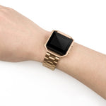 Adatto per Fitbit Blaze Smart Sports Watch Cinturino in metallo in acciaio inossidabile Montatura in metallo Fibbia a farfalla Cinturino a tre perline, Rose gold, gold, black, Silver