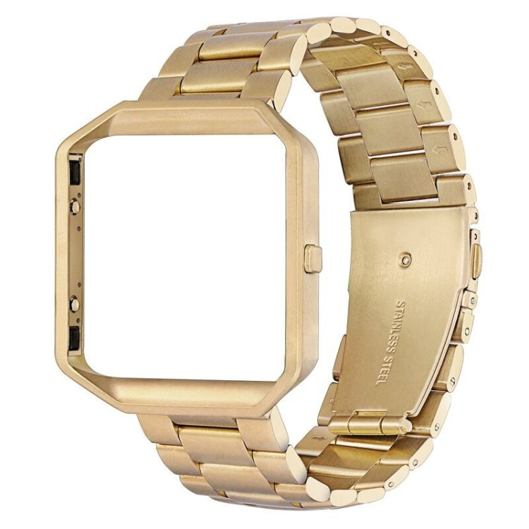 Adatto per Fitbit Blaze Smart Sports Watch Cinturino in metallo in acciaio inossidabile Montatura in metallo Fibbia a farfalla Cinturino a tre perline, Rose gold, gold, black, Silver