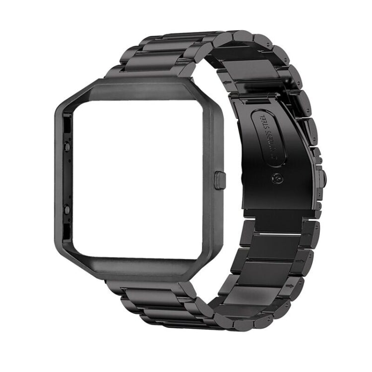Adatto per Fitbit Blaze Smart Sports Watch Cinturino in metallo in acciaio inossidabile Montatura in metallo Fibbia a farfalla Cinturino a tre perline, Rose gold, gold, black, Silver