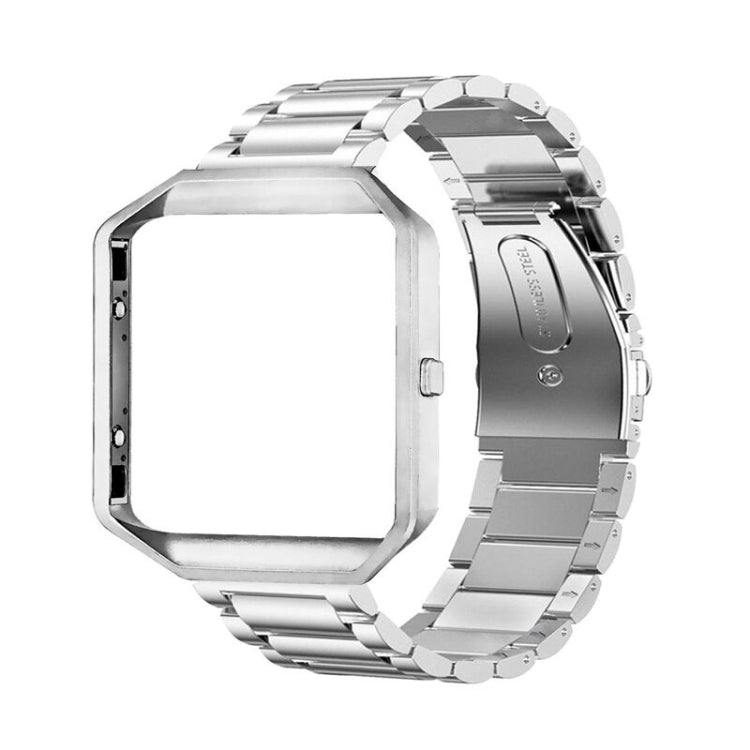 Adatto per Fitbit Blaze Smart Sports Watch Cinturino in metallo in acciaio inossidabile Montatura in metallo Fibbia a farfalla Cinturino a tre perline, Rose gold, gold, black, Silver