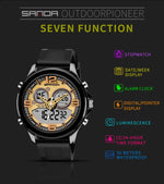 SANDA 793 Orologio da marea con quadrante grande Student Fashion Trend Orologio elettronico impermeabile a doppio bagliore multifunzione