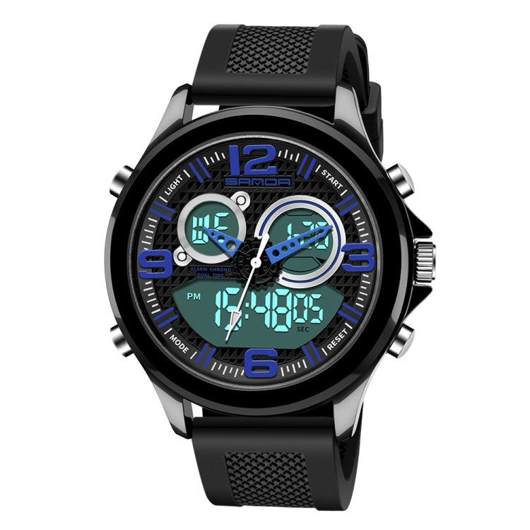 SANDA 793 Orologio da marea con quadrante grande Student Fashion Trend Orologio elettronico impermeabile a doppio bagliore multifunzione