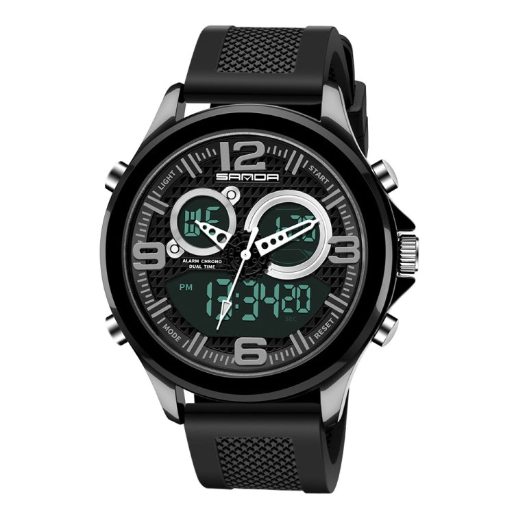 SANDA 793 Orologio da marea con quadrante grande Student Fashion Trend Orologio elettronico impermeabile a doppio bagliore multifunzione