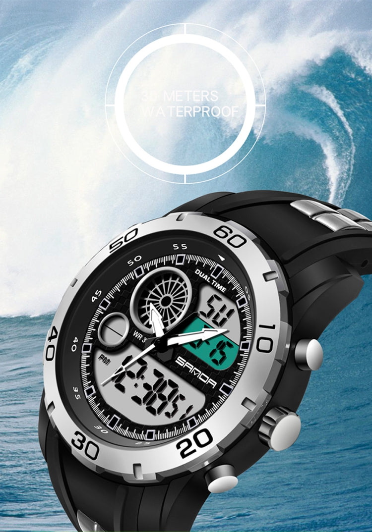 SANDA Nuovo orologio elettronico da uomo multifunzionale in plastica luminosa impermeabile per sport all'aria aperta