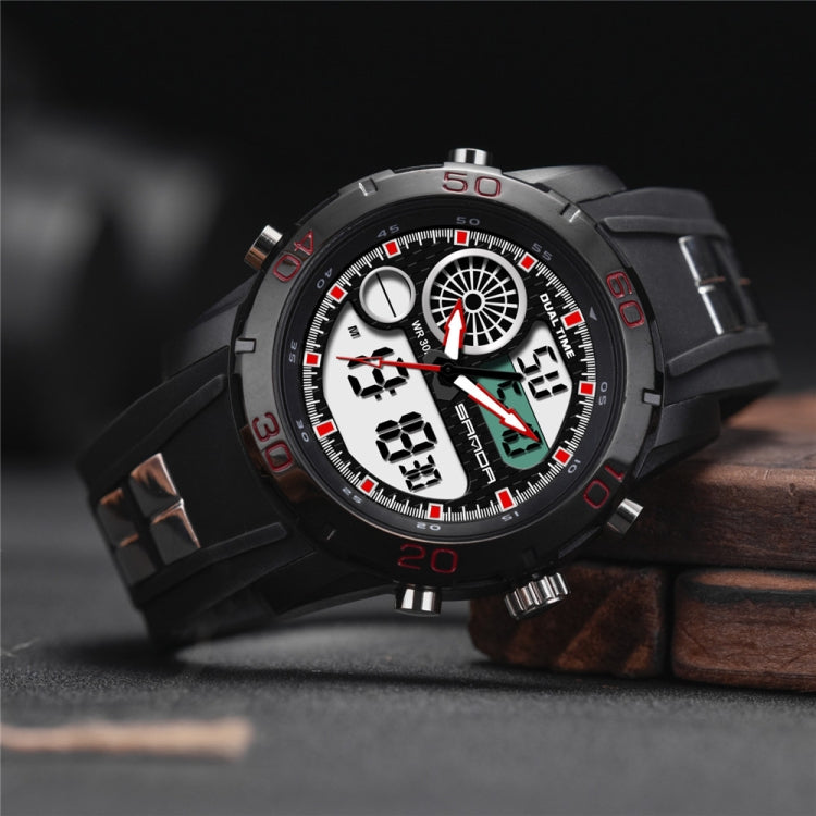 SANDA Nuovo orologio elettronico da uomo multifunzionale in plastica luminosa impermeabile per sport all'aria aperta
