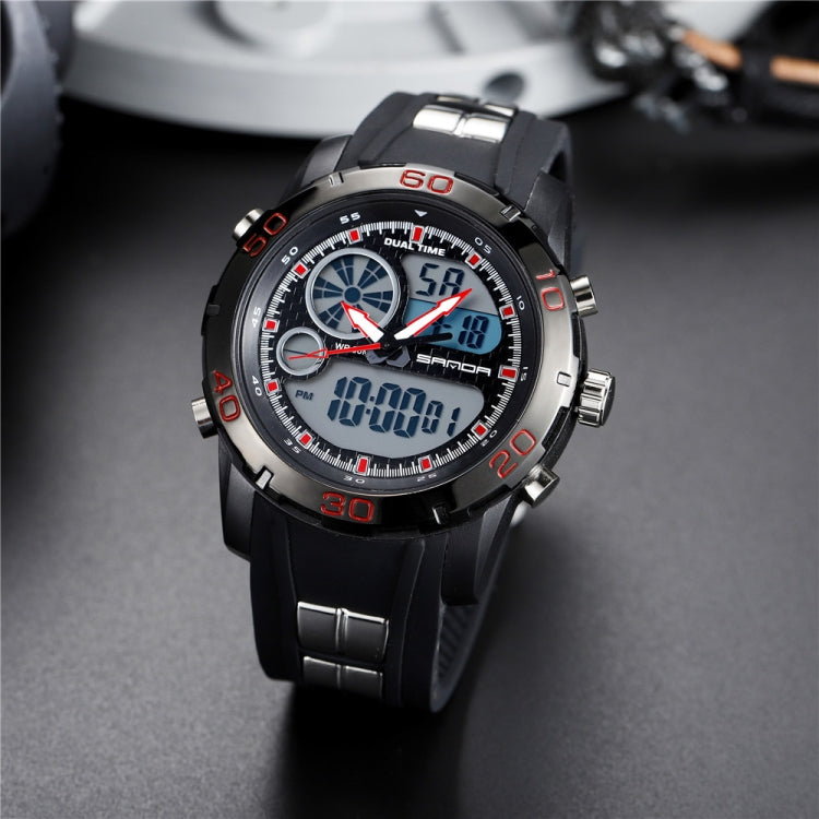 SANDA Nuovo orologio elettronico da uomo multifunzionale in plastica luminosa impermeabile per sport all'aria aperta