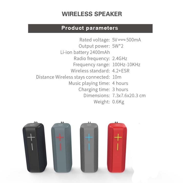 P15 10W Altoparlante portatile Bluetooth Altoparlante esterno Sistema audio Stereo, Supporto TF&FM