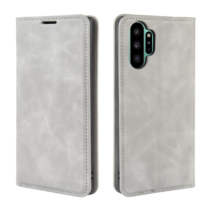 Per Galaxy Note10+ Custodia in pelle con ventosa magnetica da lavoro retro-skin con supporto, slot per carte e portafoglio, For Galaxy Note10+
