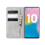 Per Galaxy Note10+ Custodia in pelle con ventosa magnetica da lavoro retro-skin con supporto, slot per carte e portafoglio, For Galaxy Note10+