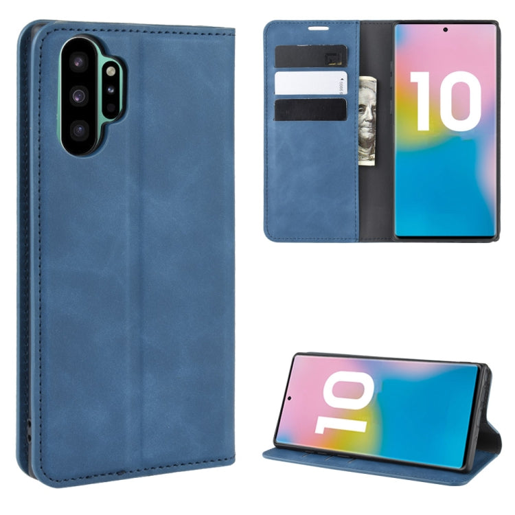 Per Galaxy Note10+ Custodia in pelle con ventosa magnetica da lavoro retro-skin con supporto, slot per carte e portafoglio, For Galaxy Note10+