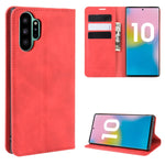 Per Galaxy Note10+ Custodia in pelle con ventosa magnetica da lavoro retro-skin con supporto, slot per carte e portafoglio, For Galaxy Note10+