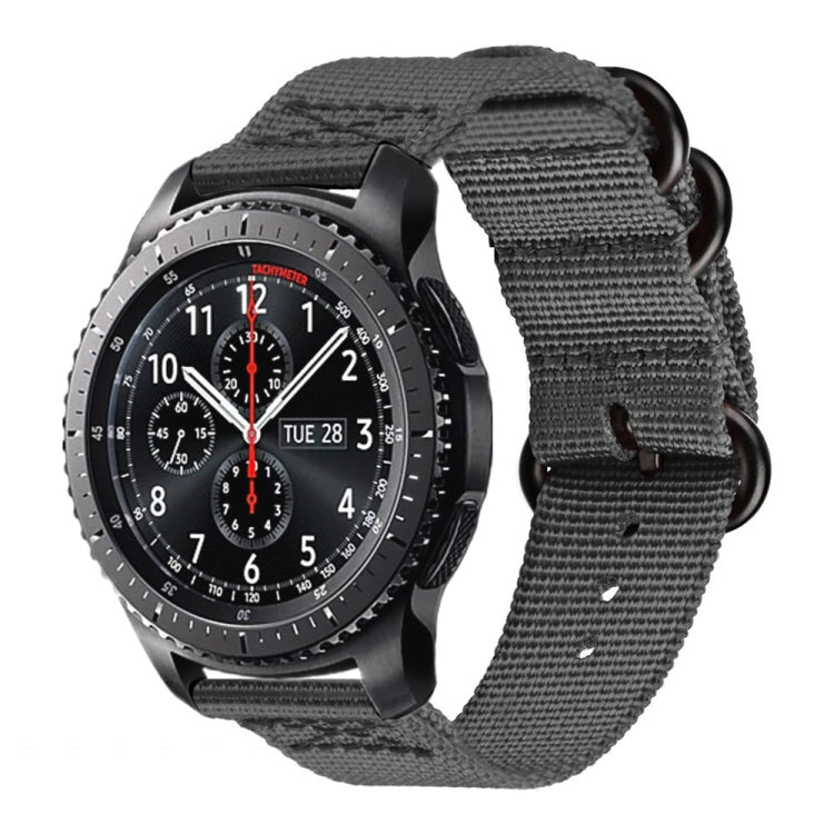 Per Samsung Galaxy Watch Active 20mm S3 Cinturino in nylon a tre anelli, For Samsung Galaxy Watch Active 2 20mm / Gear S3