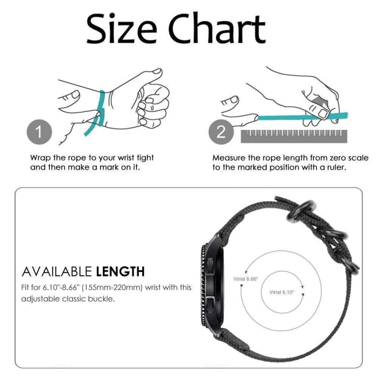 Per cinturino a tre anelli in nylon S3 Samsung Galaxy Watch Active 18mm, For Samsung Galaxy Watch Active 2 18mm / Gear S3