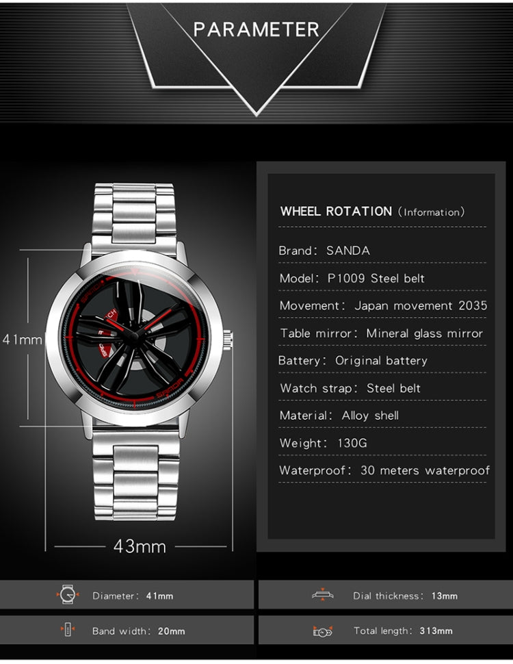 SANDA1009 Orologio Uomo Studente Casual Cinturino Acciaio Impermeabile Orologio Uomo