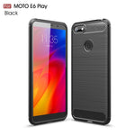 Per Motorola Moto E6 Riproduci custodia in TPU in fibra di carbonio con trama spazzolata