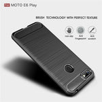 Per Motorola Moto E6 Riproduci custodia in TPU in fibra di carbonio con trama spazzolata