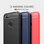 Per Motorola Moto E6 Riproduci custodia in TPU in fibra di carbonio con trama spazzolata