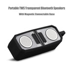 BT628 Altoparlanti Bluetooth trasparenti TWS portatili da 10 W con subwoofer per bassi stereo da esterno con base magnetica collegabile