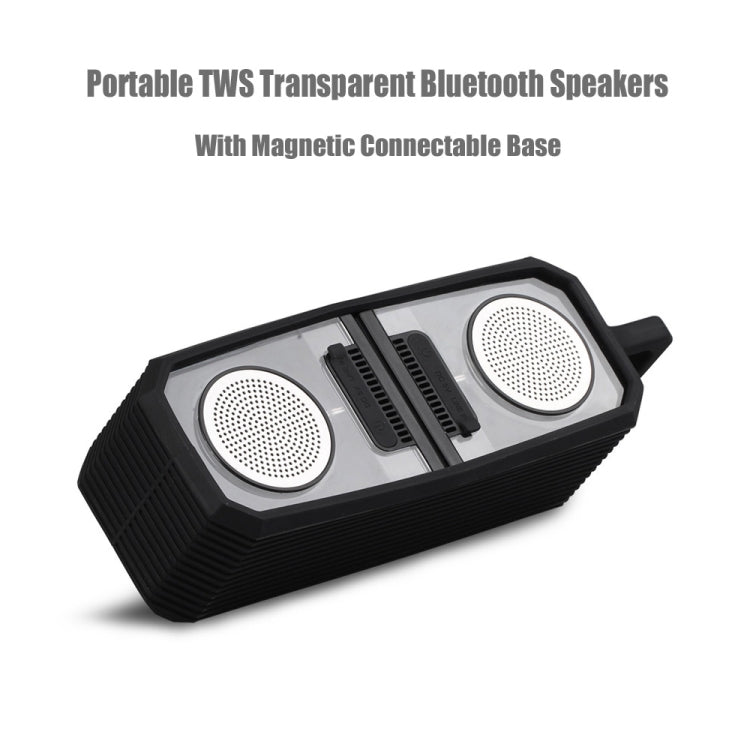BT628 Altoparlanti Bluetooth trasparenti TWS portatili da 10 W con subwoofer per bassi stereo da esterno con base magnetica collegabile