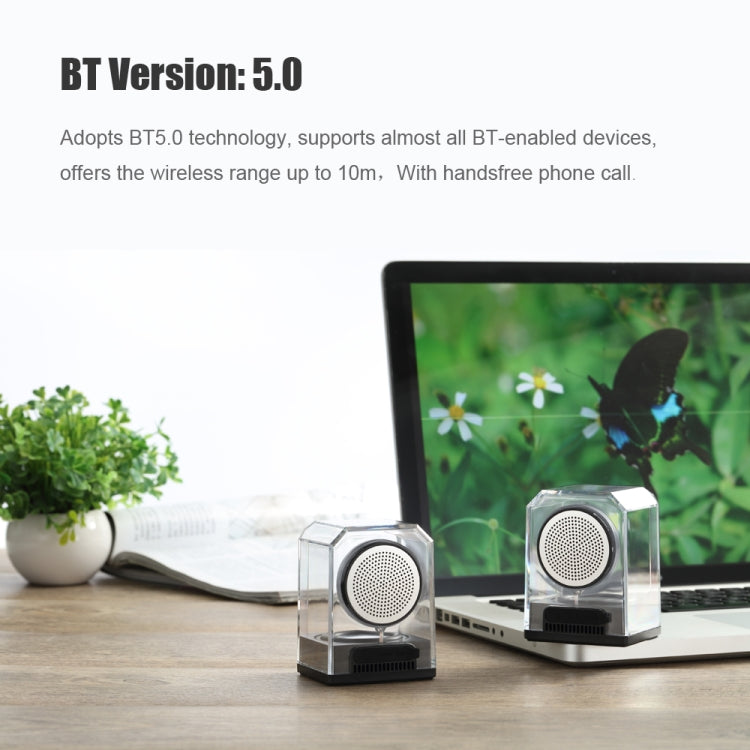 BT628 Altoparlanti Bluetooth trasparenti TWS portatili da 10 W con subwoofer per bassi stereo da esterno con base magnetica collegabile