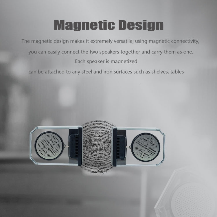 BT628 Altoparlanti Bluetooth trasparenti TWS portatili da 10 W con subwoofer per bassi stereo da esterno con base magnetica collegabile