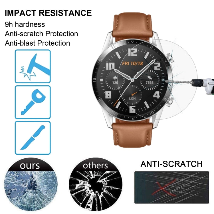 Per HUAWEI Watch GT 2 46mm (2019) ENKAY Hat-Prince 0.2mm 9H 2.15D Pellicola in vetro temperato con bordo curvo, For HUAWEI Watch GT 2 46mm (2019)  (1 PC), For HUAWEI Watch GT 2 46mm (2019) (2 PCS)