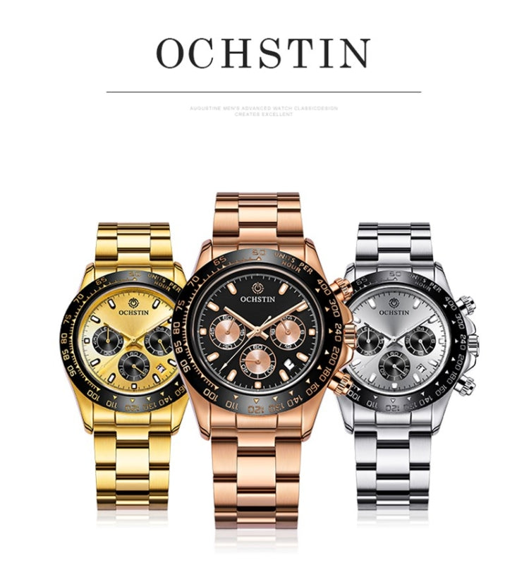 Orologio al quarzo multifunzione OCHSTIN Augusten 6103B Orologio da uomo con cinturino in acciaio con calendario sportivo luminoso e impermeabile