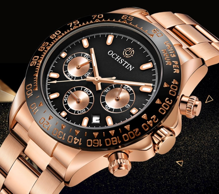 Orologio al quarzo multifunzione OCHSTIN Augusten 6103B Orologio da uomo con cinturino in acciaio con calendario sportivo luminoso e impermeabile