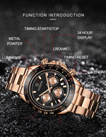 Orologio al quarzo multifunzione OCHSTIN Augusten 6103B Orologio da uomo con cinturino in acciaio con calendario sportivo luminoso e impermeabile