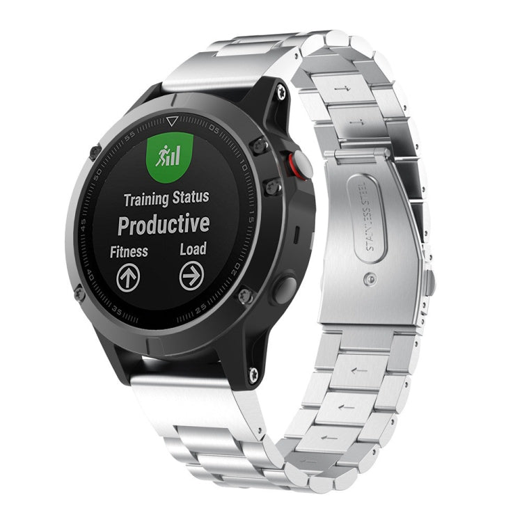 Per Garmin Fenix 5 cinturino in acciaio inossidabile a tre sfere in metallo (argento), 20MM, 22MM, 26MM