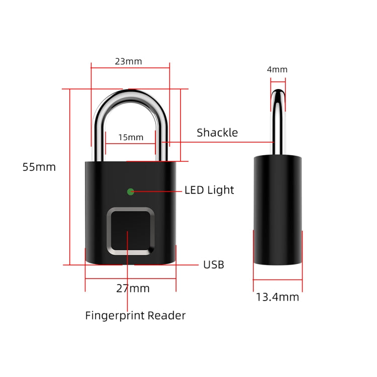 Lucchetto elettronico L34 Blocco per impronte digitali Smart Lock Lucchetto elettronico per dormitorio per bagagli domestici, L34