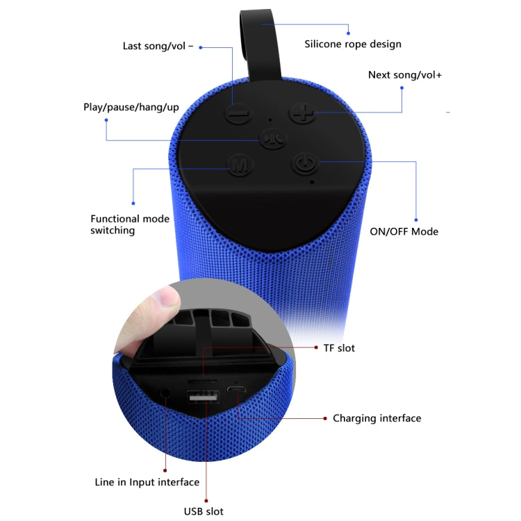 TG113 Altoparlanti Bluetooth portatili Altoparlante esterno stereo impermeabile Cassa audio per bassi MP3 con radio FM