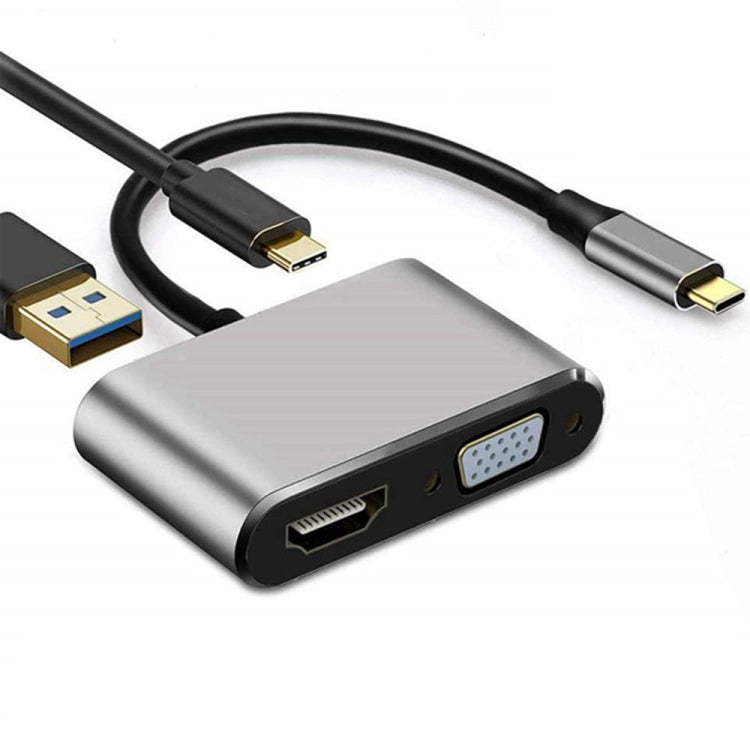 Adattatore da USB C a HDMI VGA 4K Hub adattatore tipo C 4 in 1 a HDMI VGA USB 3.0 Adattatore multiporta AV digitale con porta di ricarica USB-C PD compatibile per Nintendo Switch/Samsung/MacBook