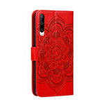 Per Huawei Honor Play 3 Custodia in pelle a conchiglia orizzontale con motivo a goffratura mandala con supporto e slot per schede e portafoglio e cornice per foto e cordino