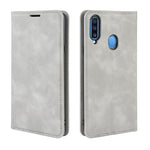 Per Galaxy A20s Custodia in pelle con ventosa magnetica da lavoro retro-pelle con supporto, slot per carte e portafoglio, For Galaxy A20s