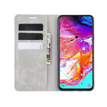Per Galaxy A20s Custodia in pelle con ventosa magnetica da lavoro retro-pelle con supporto, slot per carte e portafoglio, For Galaxy A20s